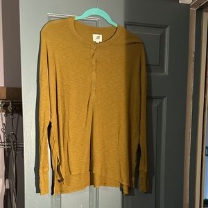 Caslon Mustard Long Sleeve Henley Top